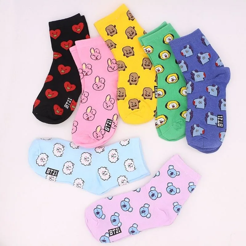 Tippet Line - Милые носки BT21 с мультяшными персонажами,
