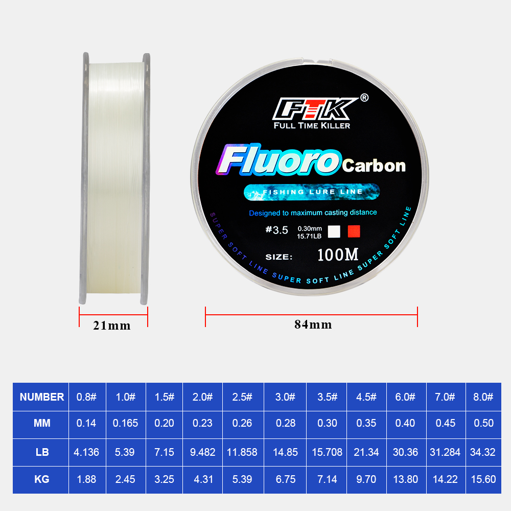 FTK 100м 4.13-34.32LB Фторокар – обзор и цена Fluorocarbon Line