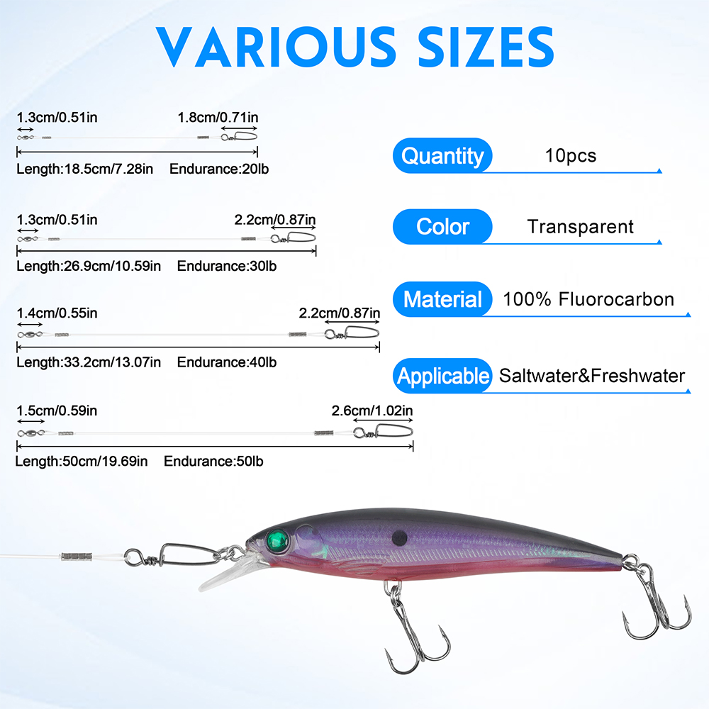 10 шт., флюорокаронные поводки – обзор и цена Fluorocarbon Line